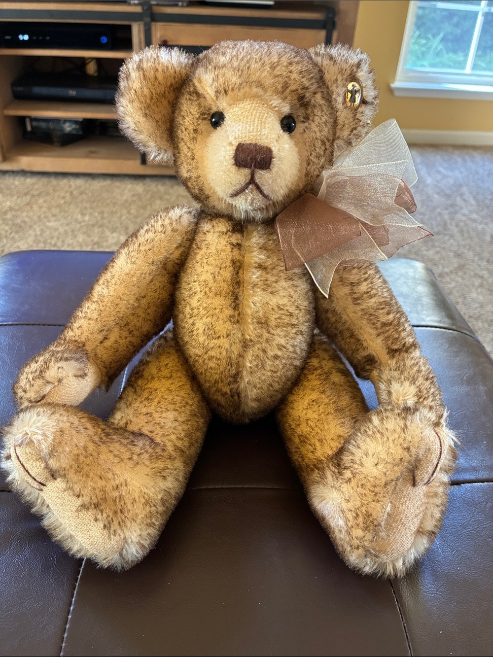 Plush Brown Decorative Teddy Bear with Sheer Bow